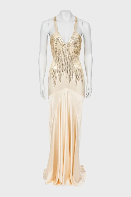 Beige dress decorated with sequins