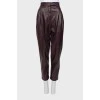 Leather banana trousers with belt