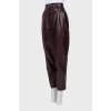 Leather banana trousers with belt