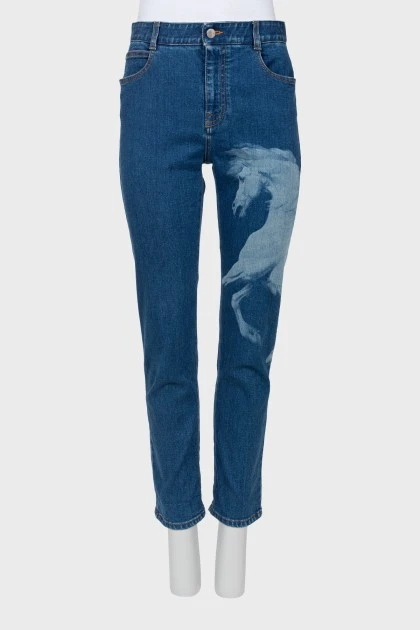 Blue printed jeans