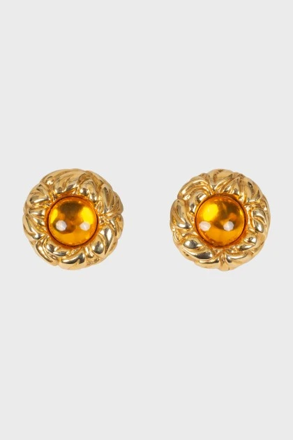 Gold clip-on earrings
