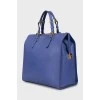 Leather tote with gold-tone hardware