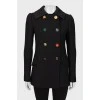 Wool coat with decorative buttons