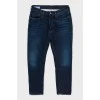 Men's straight-fit jeans with down jackets