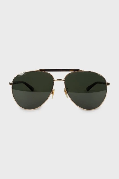 Men's green aviator sunglasses