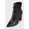 Leather ankle boots with signature print