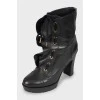 Frilly leather ankle boots