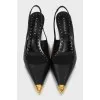 Leather slingbacks with figured heels