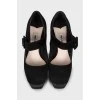 Suede black square toe shoes