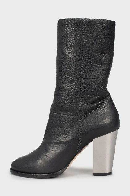 Black boots with silver heels