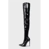 Latex over the knee boots with stiletto heels