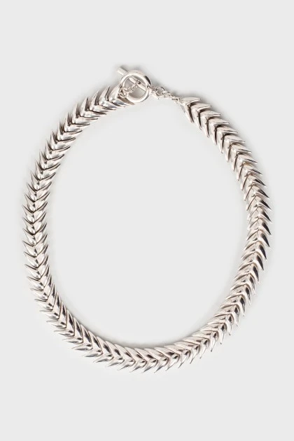 Silver necklace in the shape of a spikelet