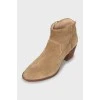 Suede mid heel ankle boots
