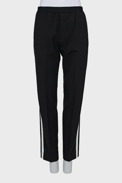 Black and white elasticated trousers