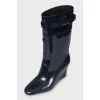 Wedge rubber boots