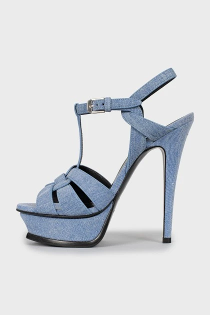 Textile high heel sandals