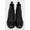 Leather boots with side zips