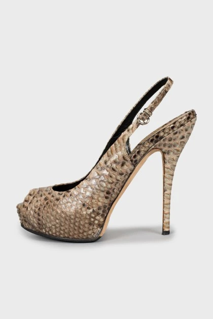 Snakeskin heeled sandals