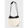 Textile and leather bucket bag