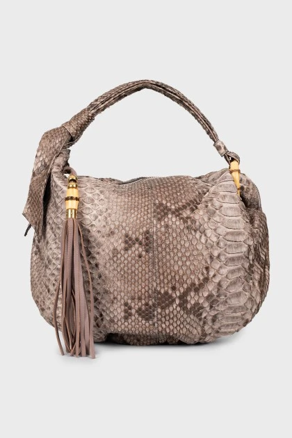 Python leather tote bag