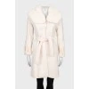 Cashmere coat with fur collar