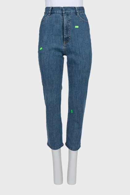 Printed slim rit jeans