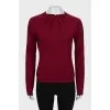 Burgundy jumper with draping