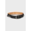 Leather belt decorated with chain