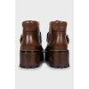 Brown leather platform boots