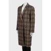 Checked straight-fit coat