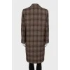Checked straight-fit coat