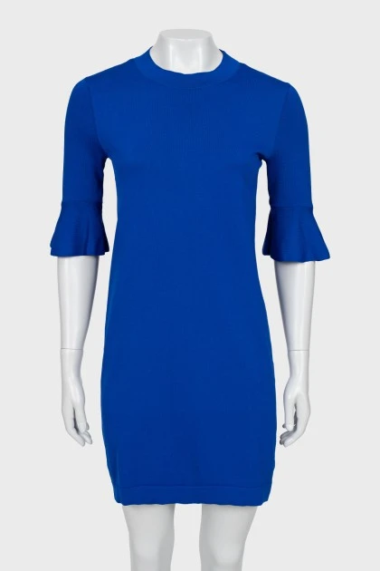 Shift dress with ruffled sleeves