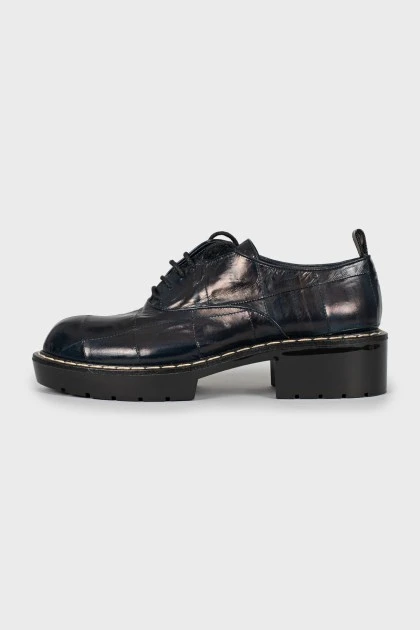 Embossed leather oxfords