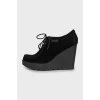 Suede high wedge ankle boots