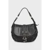 Leather hobo bag with silver hardware