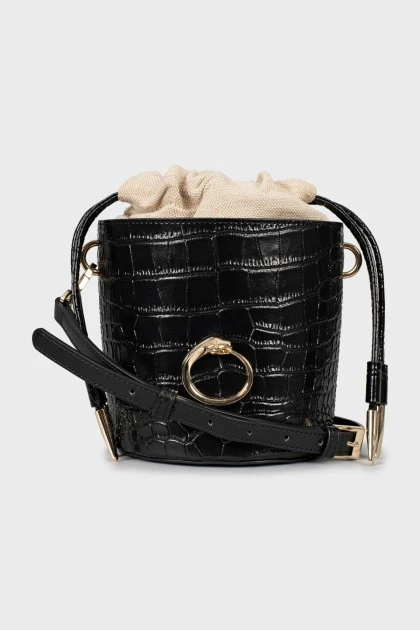 Bucket bag with embossed leather