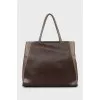 Mixed color leather tote bag
