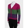 Mixed color wool cardigan