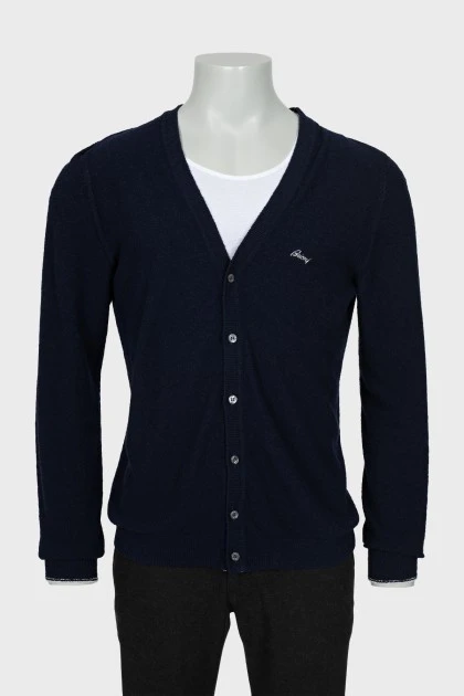 Men's cardigan with branded patch