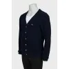 Men's cardigan with branded patch