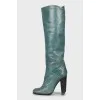 Green leather boots