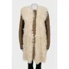 Leather sheepskin coat in combined color