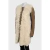 Leather sheepskin coat in combined color