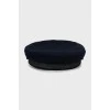 Wool cap with leather visor