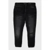 Men's cropped jeans with ripped effect