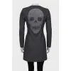 Fitted coat with a skull on the back