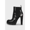 Leather ankle boots with metallic decor