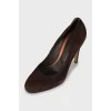 Suede brown high heels