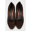 Suede brown high heels