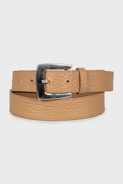 Brown leather embossed belt